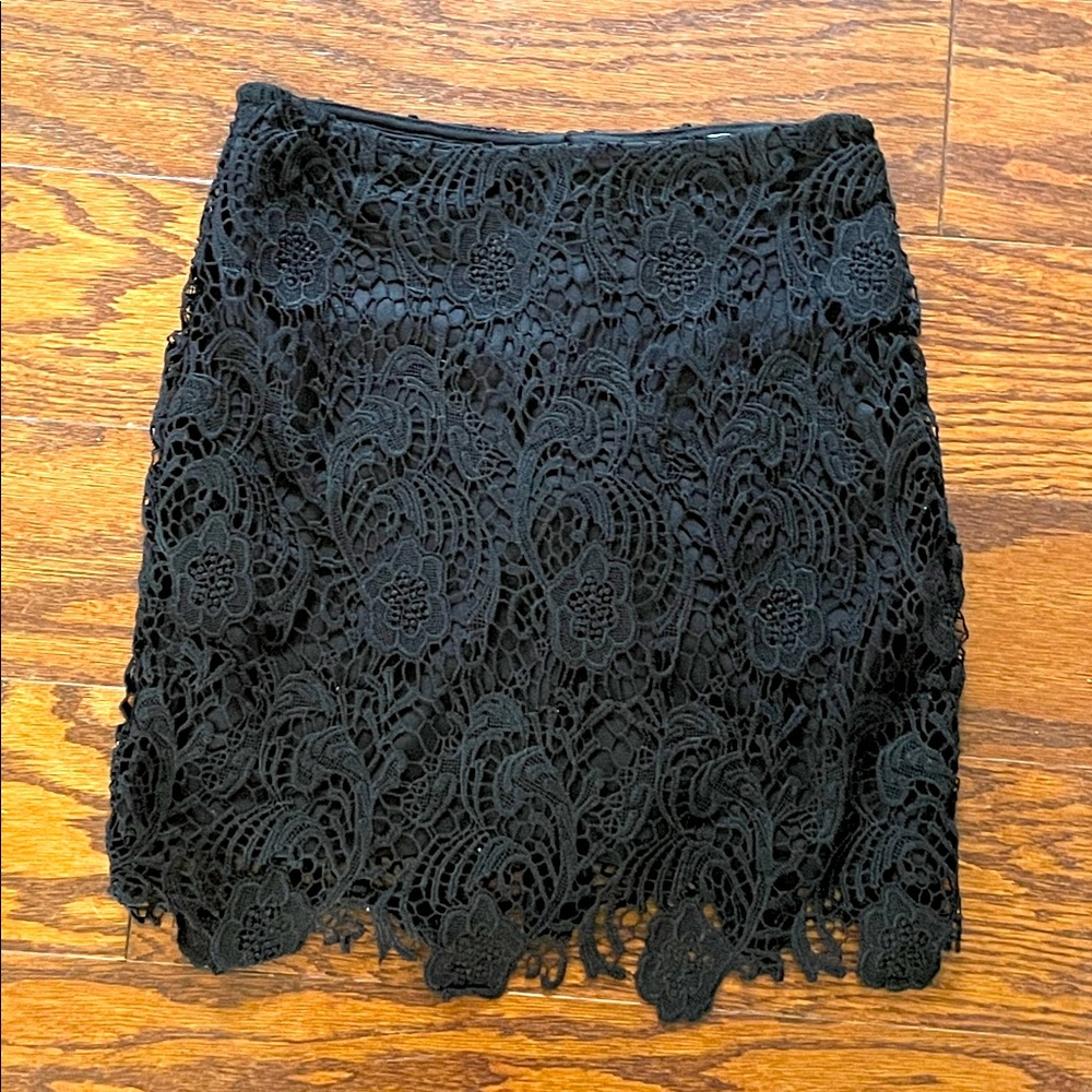 Womens Black Divided By H&M Lace Mini Skirt Size 6 Elastic Waist